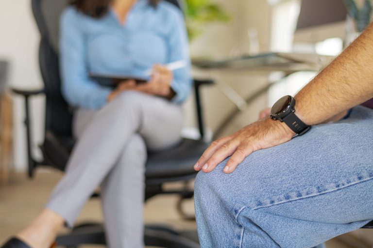 Patient meeting with a therapist